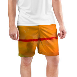 Шорты спортивные мужские Оранжевый туман и красная краска, цвет: 3D-принт — фото 2