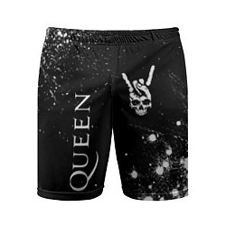 Шорты спортивные мужские Queen и рок символ на темном фоне, цвет: 3D-принт