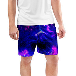 Шорты спортивные мужские Неоновый космос со звездами, цвет: 3D-принт — фото 2