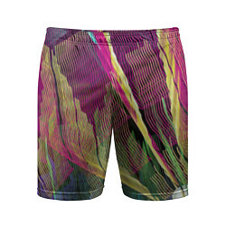 Шорты спортивные мужские Неоновые волнообразные линии, цвет: 3D-принт