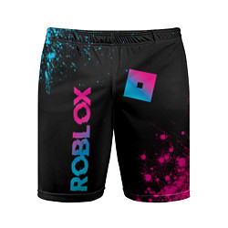 Мужские спортивные шорты Roblox - neon gradient: надпись, символ