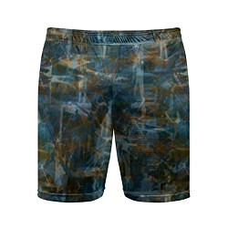 Мужские спортивные шорты Синий и коричневый абстрактный гранжевый