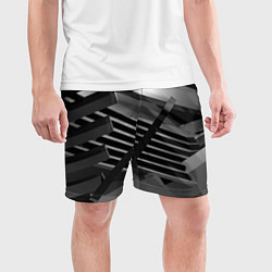 Шорты спортивные мужские Жёсткий абстрактный серый и тёмно-серый металл, цвет: 3D-принт — фото 2