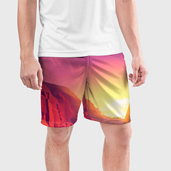 Шорты спортивные мужские Firewatch - Солнечный закат посреди гор, цвет: 3D-принт — фото 2