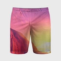 Мужские спортивные шорты Firewatch - Солнечный закат посреди гор