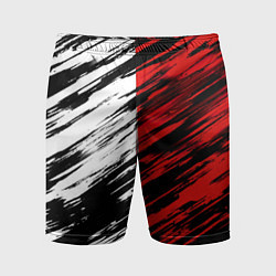 Шорты спортивные мужские Белые и красные полосы, цвет: 3D-принт