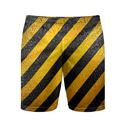Шорты спортивные мужские Черно-желтая опасность, цвет: 3D-принт