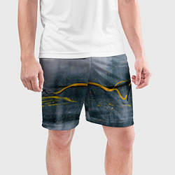 Шорты спортивные мужские Серо-светлый абстрактный туман и краски, цвет: 3D-принт — фото 2