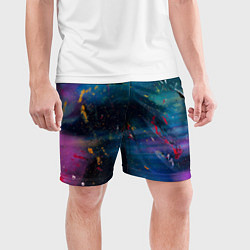 Шорты спортивные мужские Сине-фиолетовый туман и краски разных цветов, цвет: 3D-принт — фото 2