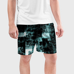 Шорты спортивные мужские Абстракт голубой на чёрном, цвет: 3D-принт — фото 2