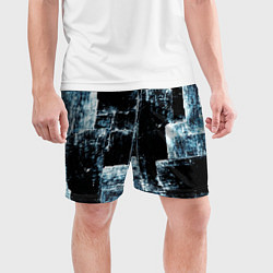 Шорты спортивные мужские Голубой, чёрный и белый абстракт, цвет: 3D-принт — фото 2