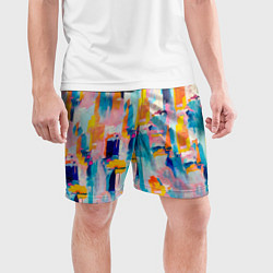 Шорты спортивные мужские Живописные мазки краски, цвет: 3D-принт — фото 2