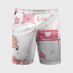 Шорты спортивные мужские Нежная любовь, цвет: 3D-принт