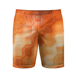 Шорты спортивные мужские Золотисто-оранжевый туманный паттерн, цвет: 3D-принт