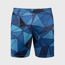 Шорты спортивные мужские Синие треугольники, абстракт, цвет: 3D-принт