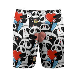 Шорты спортивные мужские Панды с сердечками, цвет: 3D-принт