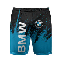 Шорты спортивные мужские Bmw голубые брызги, цвет: 3D-принт
