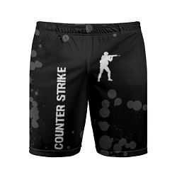 Мужские спортивные шорты Counter Strike glitch на темном фоне: надпись, сим