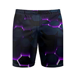 Шорты спортивные мужские Неоновые соты с подсветкой, цвет: 3D-принт