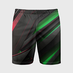 Шорты спортивные мужские Объемная текстура с зеленым свечением, цвет: 3D-принт