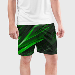 Шорты спортивные мужские Зеленый и черные детали, цвет: 3D-принт — фото 2