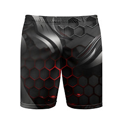 Шорты спортивные мужские Металлические пластины и красные плиты, цвет: 3D-принт