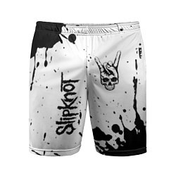 Мужские спортивные шорты Slipknot и рок символ на светлом фоне