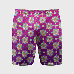 Мужские спортивные шорты Абстрактные разноцветные узоры на пурпурно-фиолето