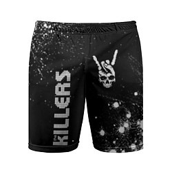 Мужские спортивные шорты The Killers и рок символ на темном фоне