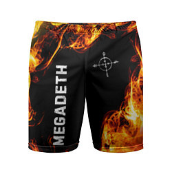 Шорты спортивные мужские Megadeth и пылающий огонь, цвет: 3D-принт