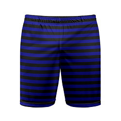 Шорты спортивные мужские Черно-синие полосы, цвет: 3D-принт