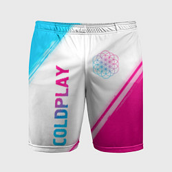 Мужские спортивные шорты Coldplay neon gradient style: надпись, символ