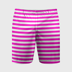 Шорты спортивные мужские Ярко-розовые полосы, цвет: 3D-принт