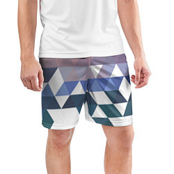 Шорты спортивные мужские Абстрактные разноцветные треугольники в паттерне, цвет: 3D-принт — фото 2