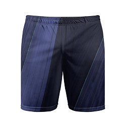 Шорты спортивные мужские Синие и тёмные полосы, цвет: 3D-принт