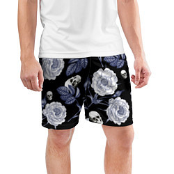 Шорты спортивные мужские Черепа с розами, цвет: 3D-принт — фото 2