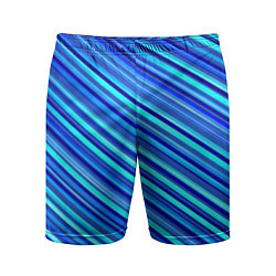 Шорты спортивные мужские Сине голубые узорчатые полосы, цвет: 3D-принт