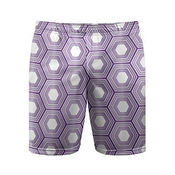 Мужские спортивные шорты Шестиугольники фиолетовые