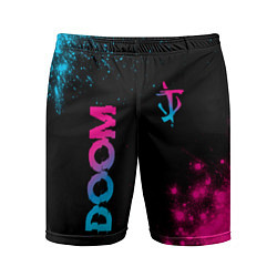 Мужские спортивные шорты Doom - neon gradient: надпись, символ