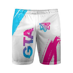 Шорты спортивные мужские GTA neon gradient style: надпись, символ, цвет: 3D-принт