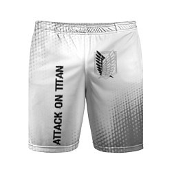 Мужские спортивные шорты Attack on Titan glitch на светлом фоне: надпись, с
