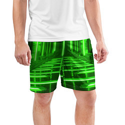 Шорты спортивные мужские Зеленые световые объекты, цвет: 3D-принт — фото 2