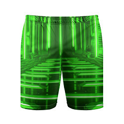 Шорты спортивные мужские Зеленые световые объекты, цвет: 3D-принт