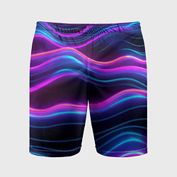 Шорты спортивные мужские Фиолетовые неоновые волны, цвет: 3D-принт