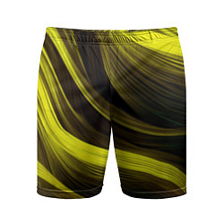 Шорты спортивные мужские Черные и желтые линии, цвет: 3D-принт