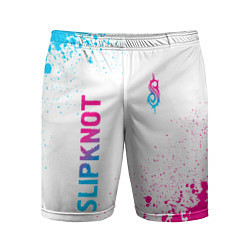 Мужские спортивные шорты Slipknot neon gradient style: надпись, символ