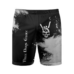 Мужские спортивные шорты Three Days Grace и рок символ на темном фоне