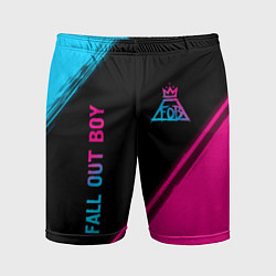 Мужские спортивные шорты Fall Out Boy - neon gradient: надпись, символ