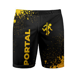 Мужские спортивные шорты Portal - gold gradient: надпись, символ