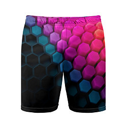 Шорты спортивные мужские Цветной шестиугольник, цвет: 3D-принт